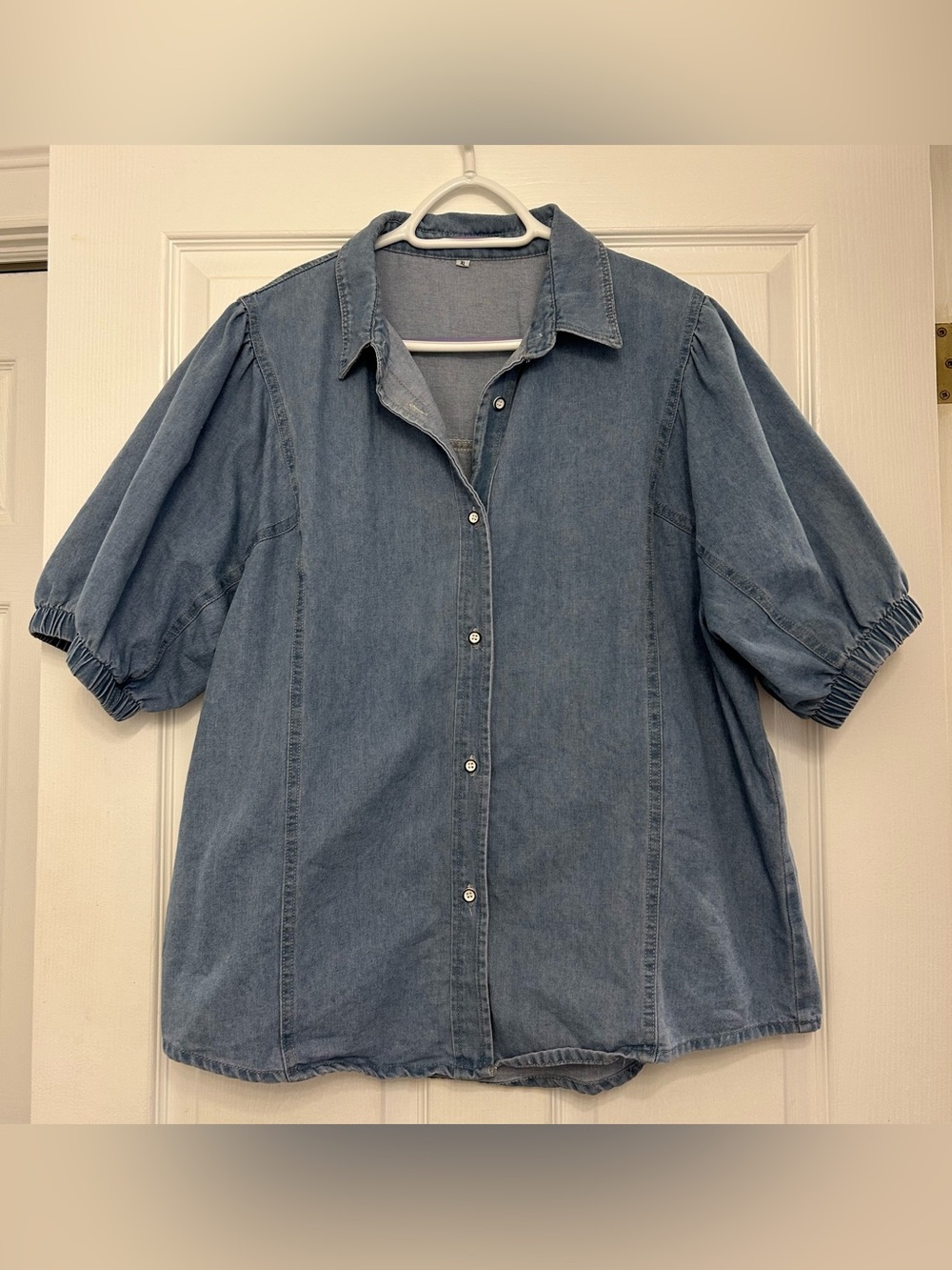 Button-Front Blue Denim Shirt